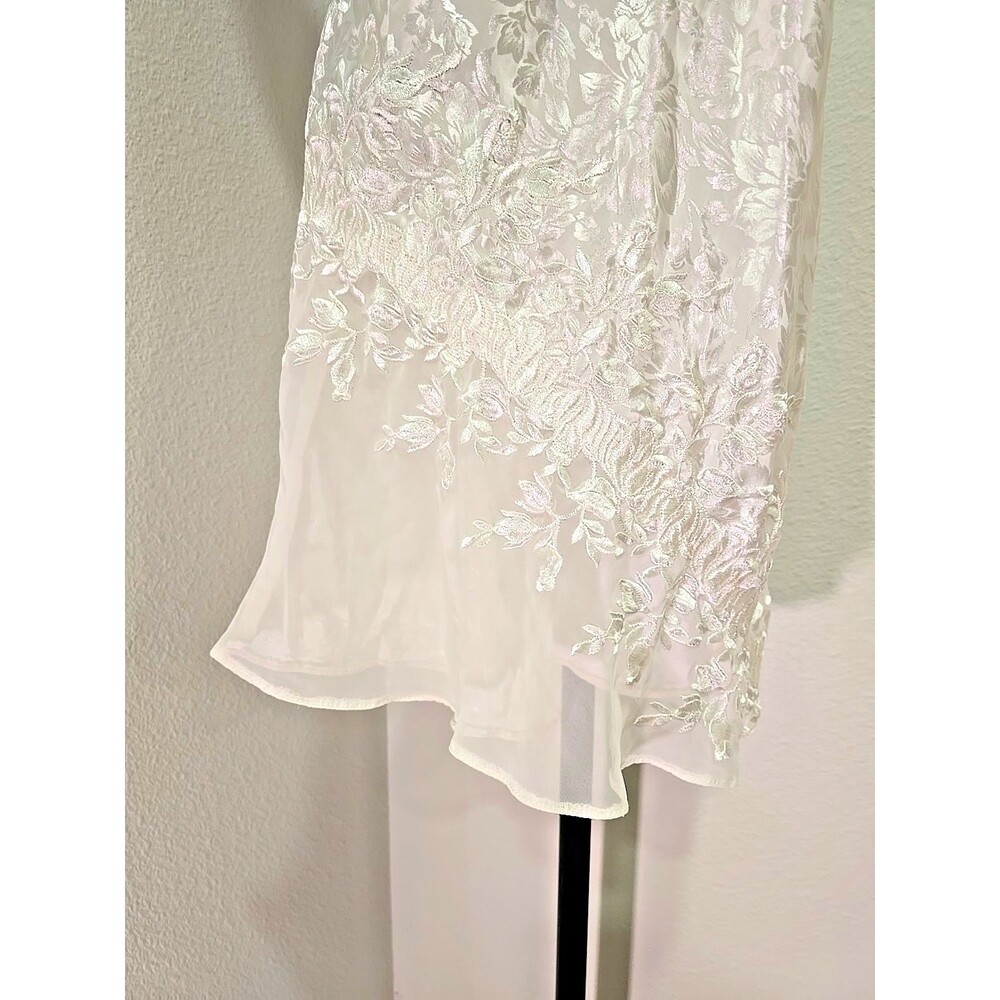 Vtg Alexandra Nicole Cream Slip Dress M Bridal Dainty Delicate Asymmetrical Lace